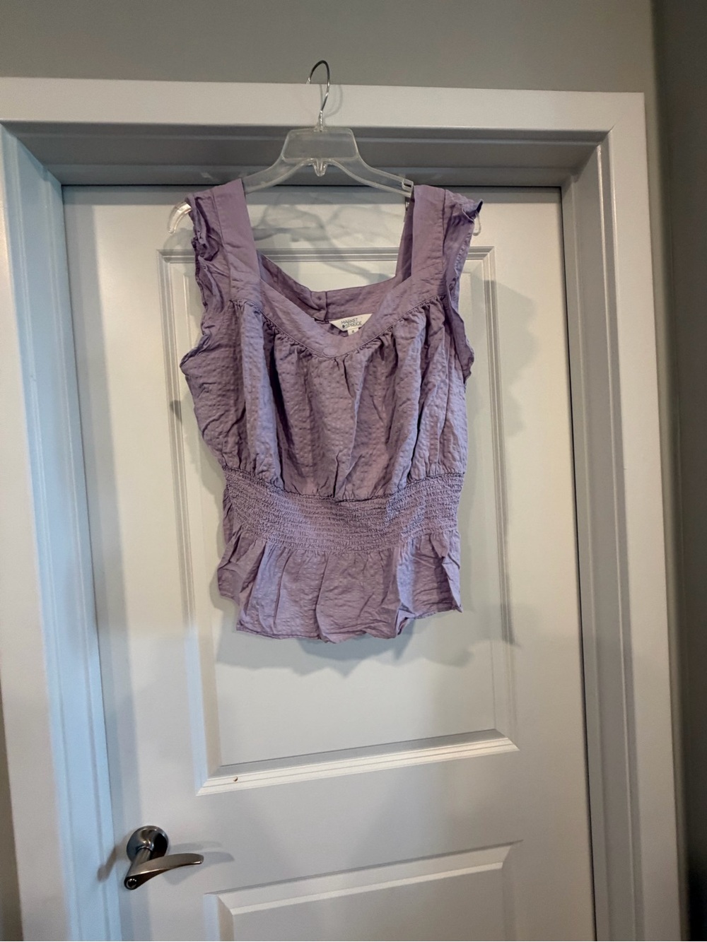 Market & Spruce Lavender Ruffled Smocked Tank Top